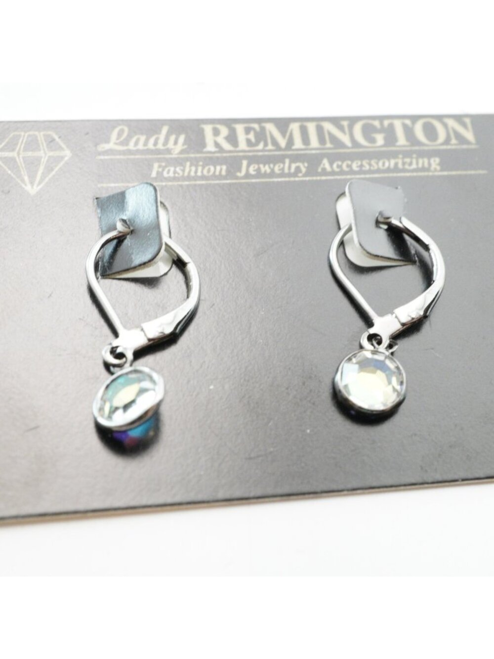 Lady Remington Clear Rhinestone Silver-Tone Drop Earrings in Box